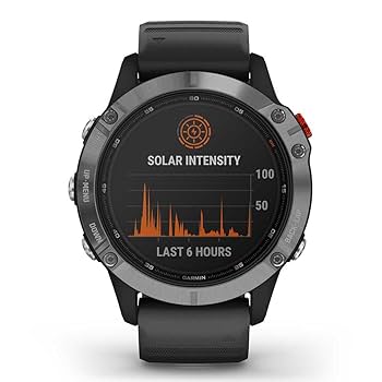 Garmin Fenix 6 Solar Zegarek GPS Srebrny z Czarnym Paskiem